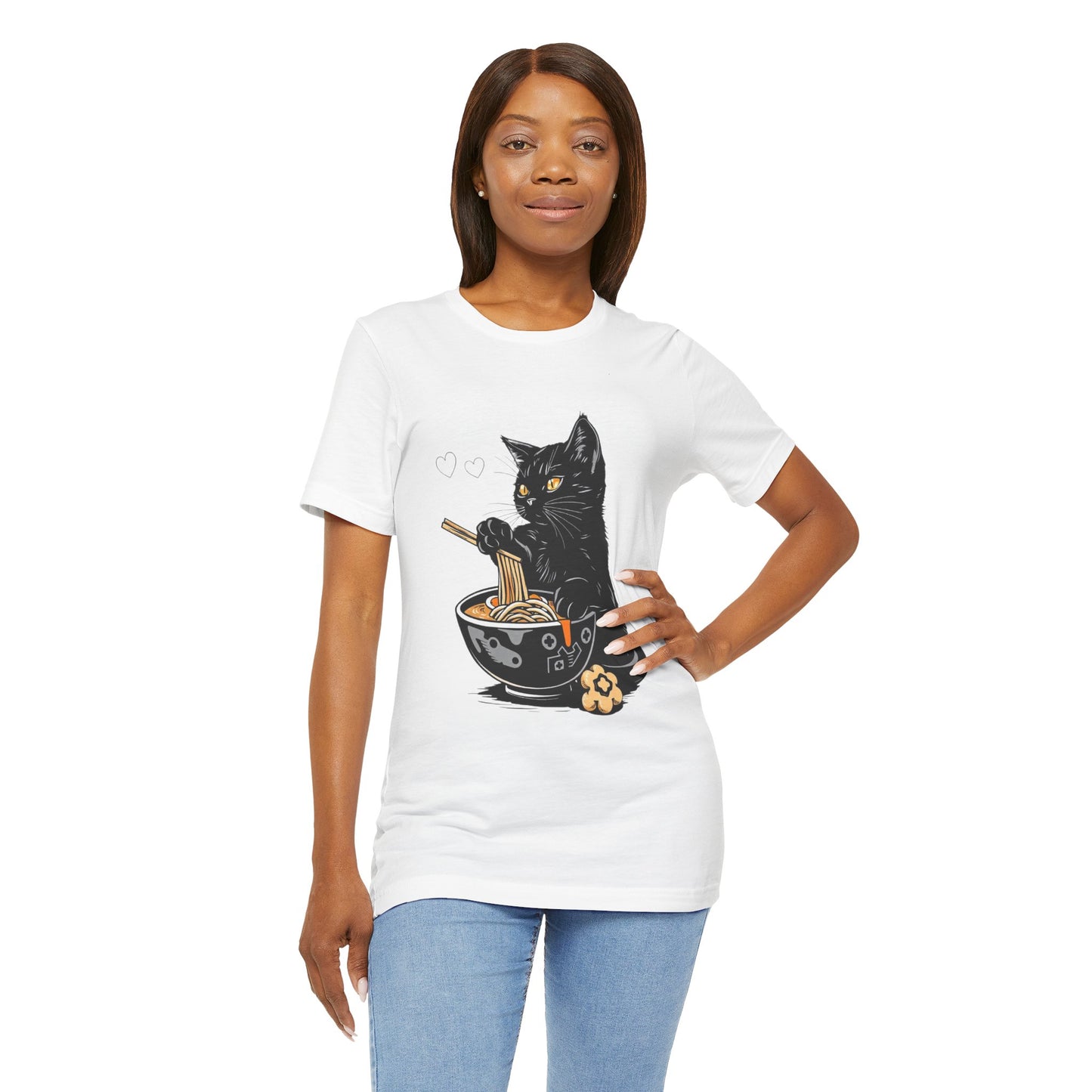 Noodle Cat Shirt, Ramen Cat T-Shirt, Foodie Lover Shirts, Black Cat Noodle T-Shirts, Retro Cat Tees, Cat Lover Sweatshirts, Black Cat Tee