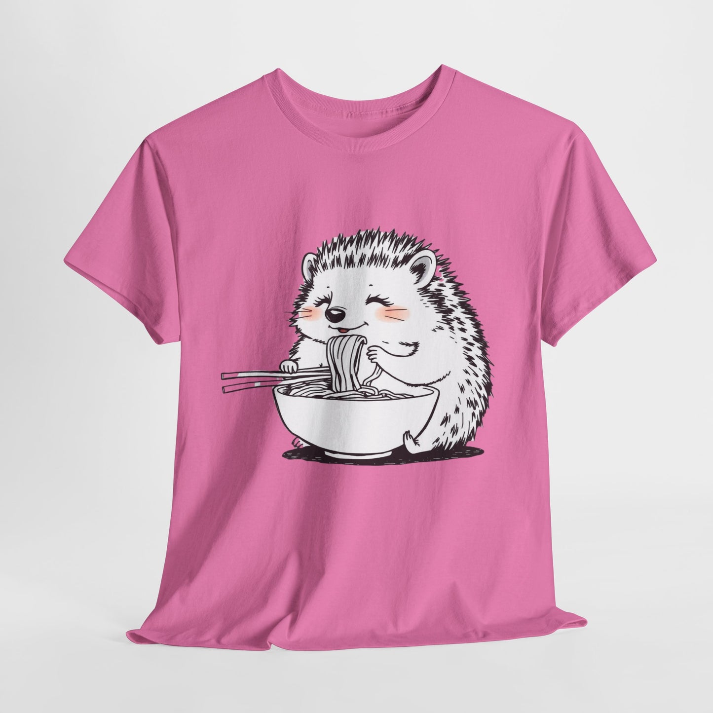 Noodle Hedgehog Shirt, Ramen HedgehogT-Shirt, Foodie Lover Shirts, Black Hedgehog Noodle T-Shirts, Retro HedgehogTees, Hedgehog Lover Sweatshirts, Black Hedgehog Tee Cute Hedgehog Eating Noodles Unisex Heavy Cotton Tee