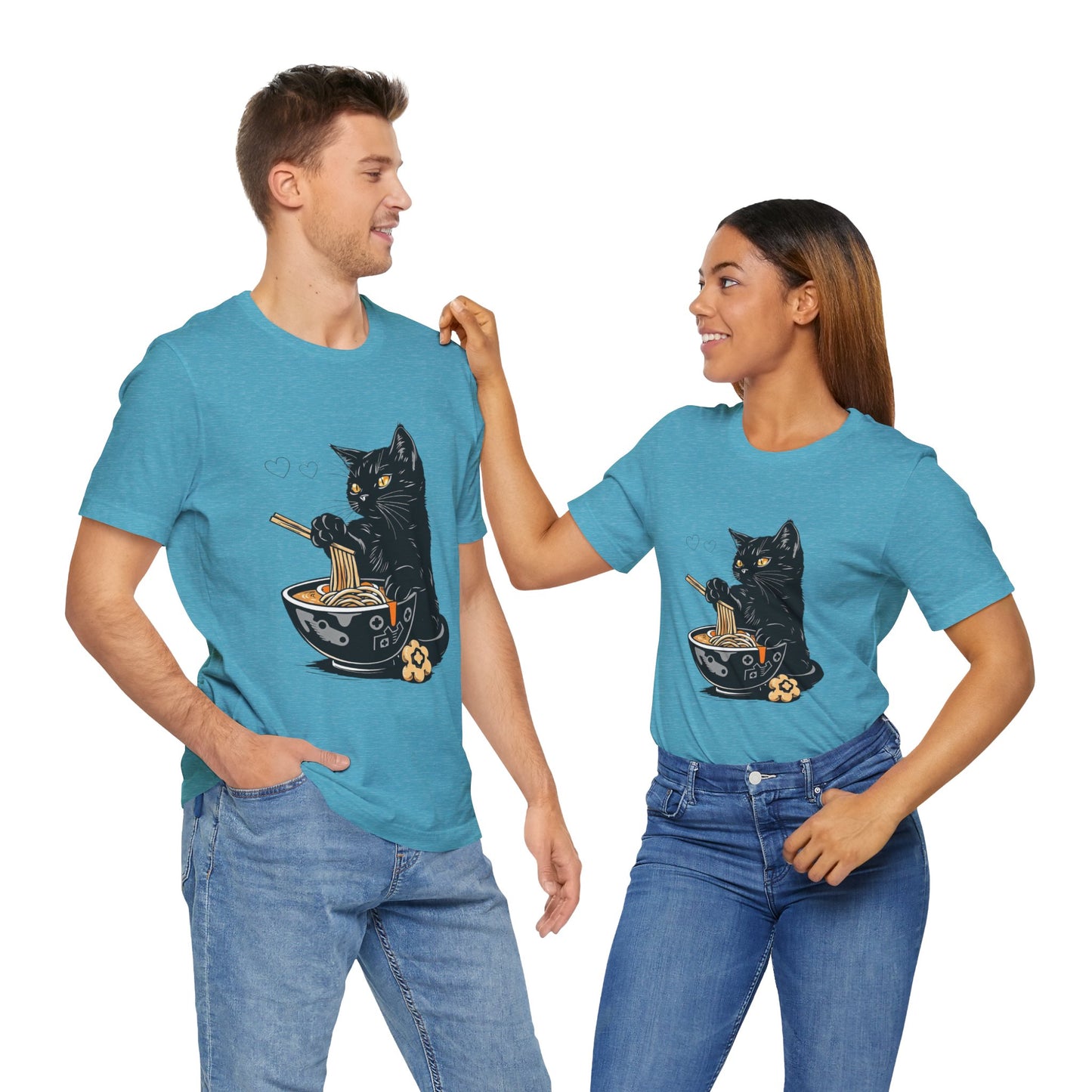 Noodle Cat Shirt, Ramen Cat T-Shirt, Foodie Lover Shirts, Black Cat Noodle T-Shirts, Retro Cat Tees, Cat Lover Sweatshirts, Black Cat Tee