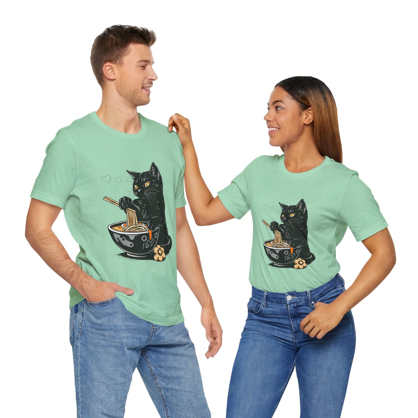 Noodle Cat Shirt, Ramen Cat T-Shirt, Foodie Lover Shirts, Black Cat Noodle T-Shirts, Retro Cat Tees, Cat Lover Sweatshirts, Black Cat Tee