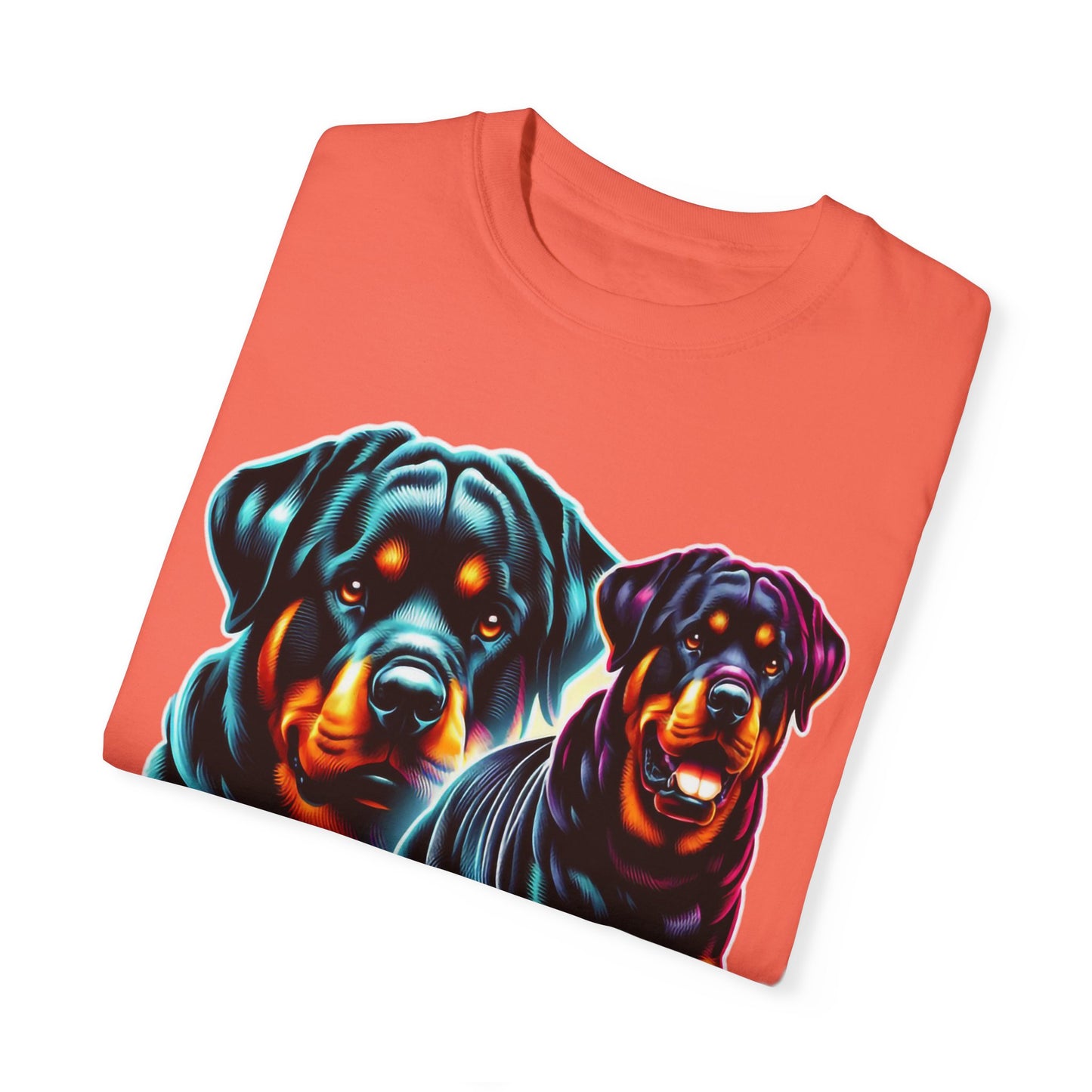 Vibrant Rottweiler Duo Unisex T-Shirt . Rottweiler Lover 3D T-Shirt – Mother’s Day Gift | All Over Print, Best Price
