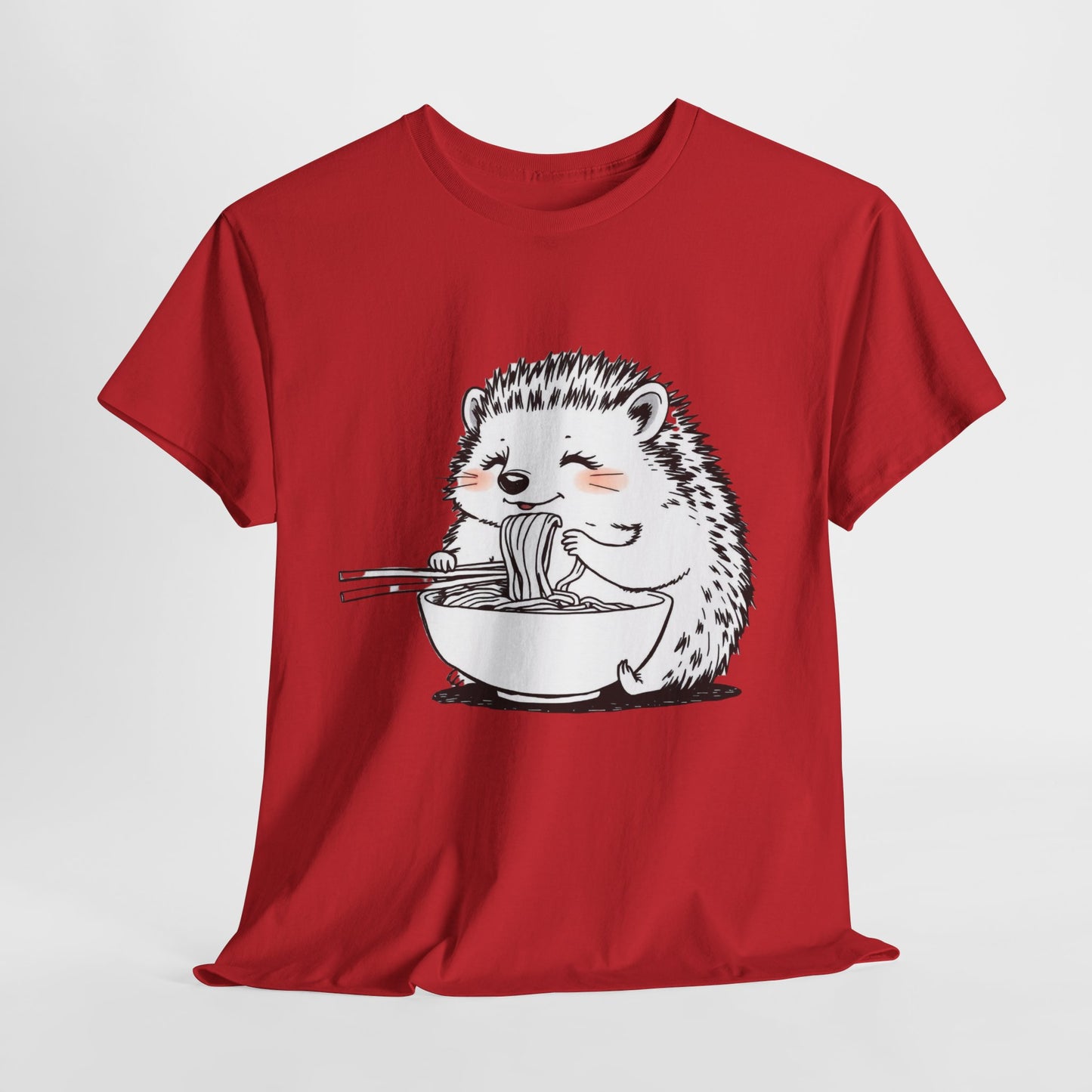 Noodle Hedgehog Shirt, Ramen HedgehogT-Shirt, Foodie Lover Shirts, Black Hedgehog Noodle T-Shirts, Retro HedgehogTees, Hedgehog Lover Sweatshirts, Black Hedgehog Tee Cute Hedgehog Eating Noodles Unisex Heavy Cotton Tee