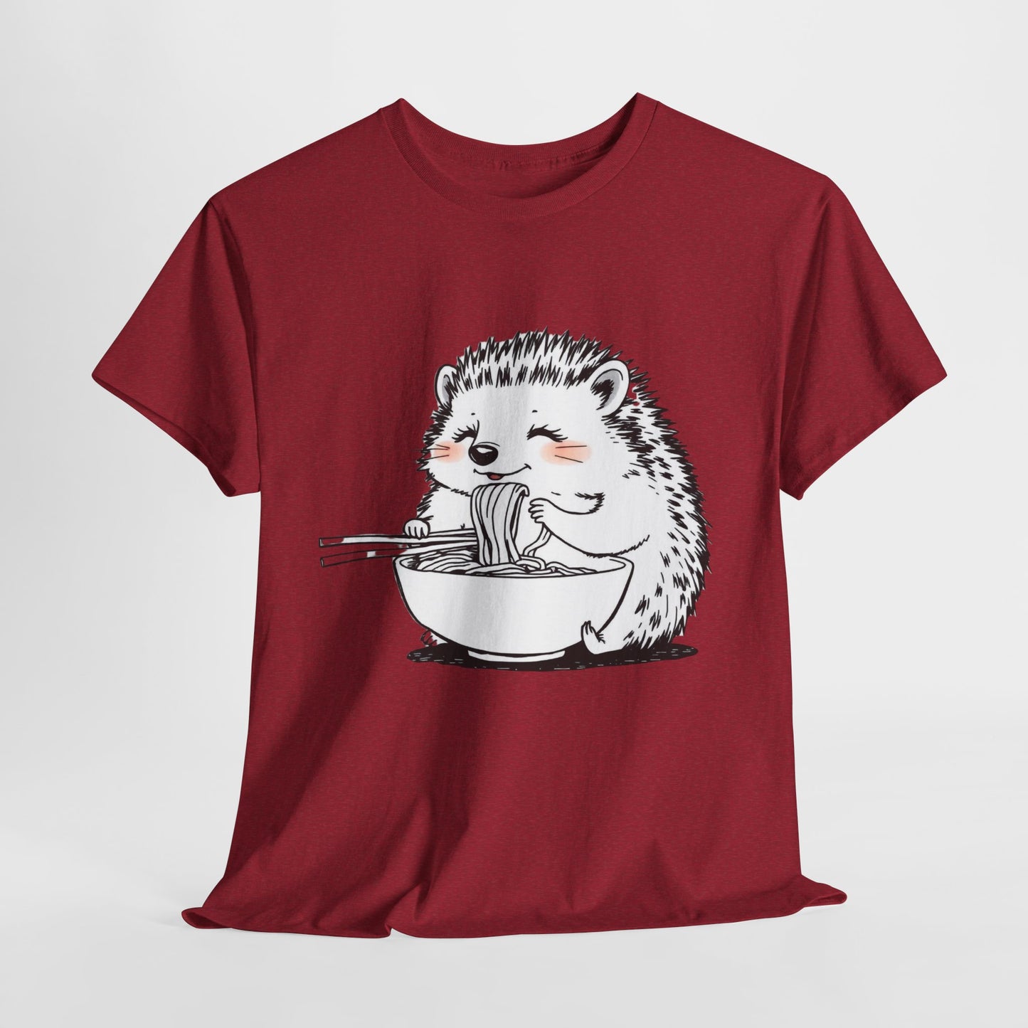 Noodle Hedgehog Shirt, Ramen HedgehogT-Shirt, Foodie Lover Shirts, Black Hedgehog Noodle T-Shirts, Retro HedgehogTees, Hedgehog Lover Sweatshirts, Black Hedgehog Tee Cute Hedgehog Eating Noodles Unisex Heavy Cotton Tee