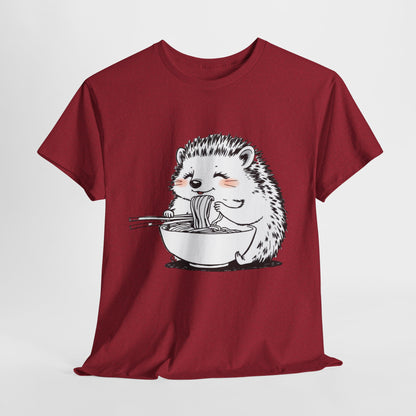 Noodle Hedgehog Shirt, Ramen HedgehogT-Shirt, Foodie Lover Shirts, Black Hedgehog Noodle T-Shirts, Retro HedgehogTees, Hedgehog Lover Sweatshirts, Black Hedgehog Tee Cute Hedgehog Eating Noodles Unisex Heavy Cotton Tee