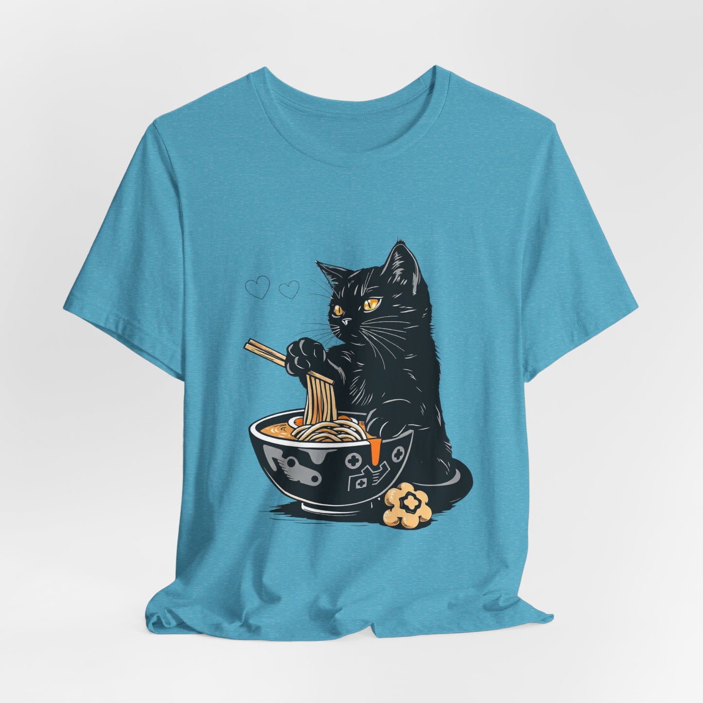 Noodle Cat Shirt, Ramen Cat T-Shirt, Foodie Lover Shirts, Black Cat Noodle T-Shirts, Retro Cat Tees, Cat Lover Sweatshirts, Black Cat Tee