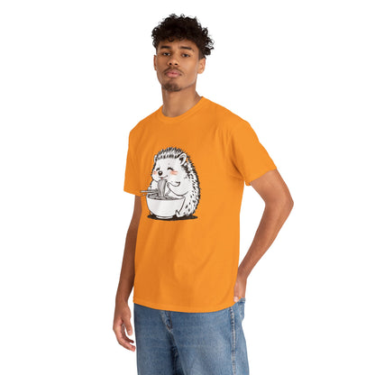 Noodle Hedgehog Shirt, Ramen HedgehogT-Shirt, Foodie Lover Shirts, Black Hedgehog Noodle T-Shirts, Retro HedgehogTees, Hedgehog Lover Sweatshirts, Black Hedgehog Tee Cute Hedgehog Eating Noodles Unisex Heavy Cotton Tee