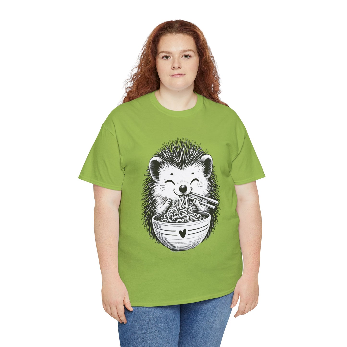 Noodle Hedgehog Shirt, Ramen HedgehogT-Shirt, Foodie Lover Shirts, Black Hedgehog Noodle T-Shirts, Retro HedgehogTees, Hedgehog Lover Sweatshirts, Black Hedgehog Tee Cute Hedgehog Noodle Unisex Heavy Cotton Tee - Perfect for Animal Lovers