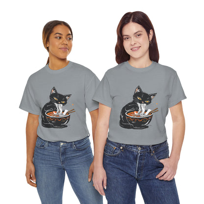 Noodle Cat Shirt, Ramen Cat T-Shirt, Foodie Lover Shirts, Black Cat Noodle T-Shirts, Retro Cat Tees, Cat Lover Sweatshirts, Black Cat Tee