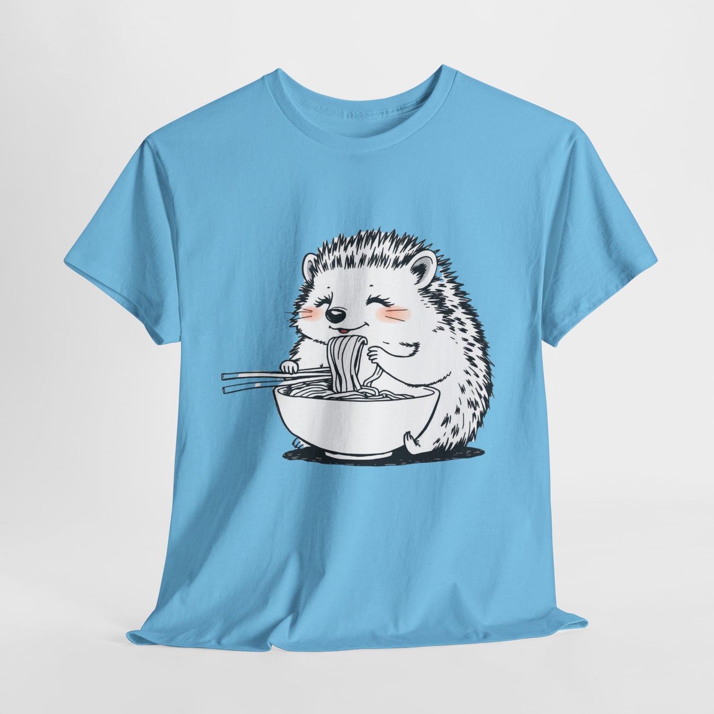 Noodle Hedgehog Shirt, Ramen HedgehogT-Shirt, Foodie Lover Shirts, Black Hedgehog Noodle T-Shirts, Retro HedgehogTees, Hedgehog Lover Sweatshirts, Black Hedgehog Tee Cute Hedgehog Eating Noodles Unisex Heavy Cotton Tee