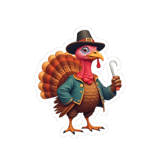 Turkey Sticker Thanksgiving Turkey Pirate Shirt - Pilgrim Turkey with Hook Hand Tee