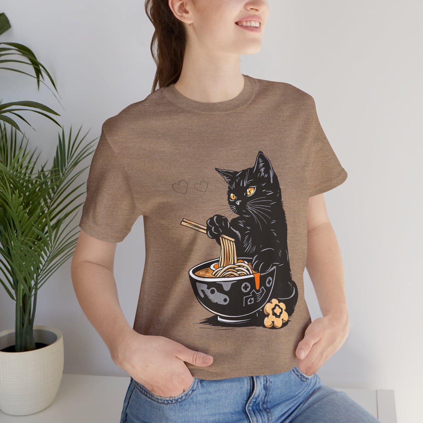 Noodle Cat Shirt, Ramen Cat T-Shirt, Foodie Lover Shirts, Black Cat Noodle T-Shirts, Retro Cat Tees, Cat Lover Sweatshirts, Black Cat Tee
