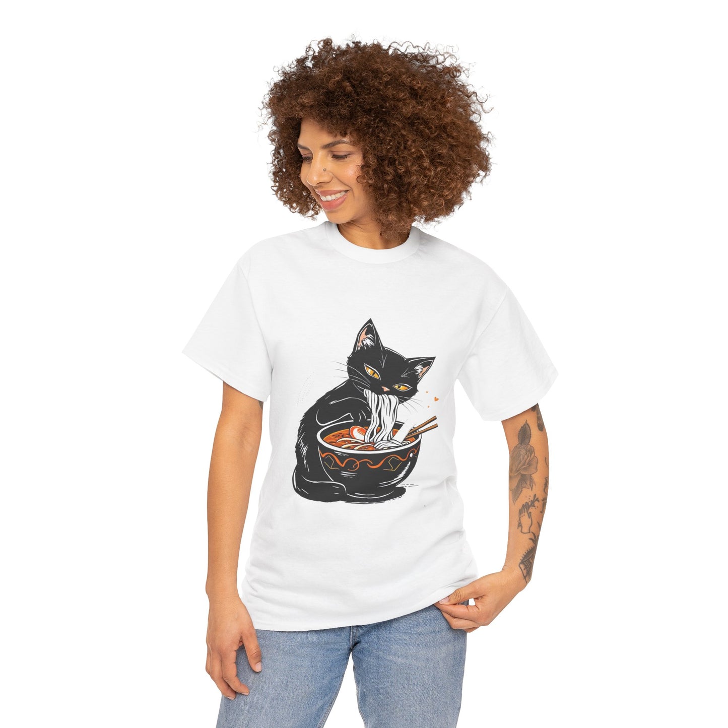 Noodle Cat Shirt, Ramen Cat T-Shirt, Foodie Lover Shirts, Black Cat Noodle T-Shirts, Retro Cat Tees, Cat Lover Sweatshirts, Black Cat Tee