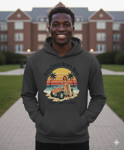 Retro Beach Cruiser Shirt – Vintage Surf Girl Classic Car Sunset T-Shirt, Summer Beach Vibes Tee Unisex Hoodie