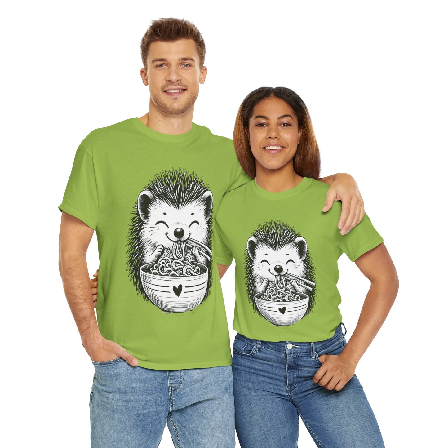 Noodle Hedgehog Shirt, Ramen HedgehogT-Shirt, Foodie Lover Shirts, Black Hedgehog Noodle T-Shirts, Retro HedgehogTees, Hedgehog Lover Sweatshirts, Black Hedgehog Tee Cute Hedgehog Noodle Unisex Heavy Cotton Tee - Perfect for Animal Lovers