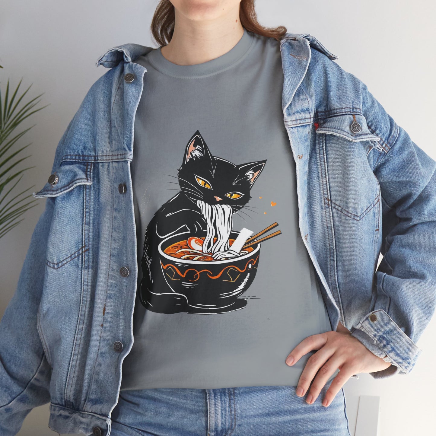Noodle Cat Shirt, Ramen Cat T-Shirt, Foodie Lover Shirts, Black Cat Noodle T-Shirts, Retro Cat Tees, Cat Lover Sweatshirts, Black Cat Tee