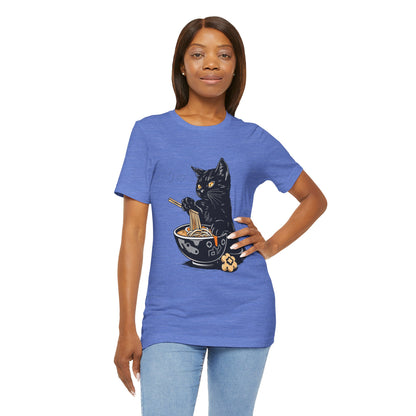 Noodle Cat Shirt, Ramen Cat T-Shirt, Foodie Lover Shirts, Black Cat Noodle T-Shirts, Retro Cat Tees, Cat Lover Sweatshirts, Black Cat Tee