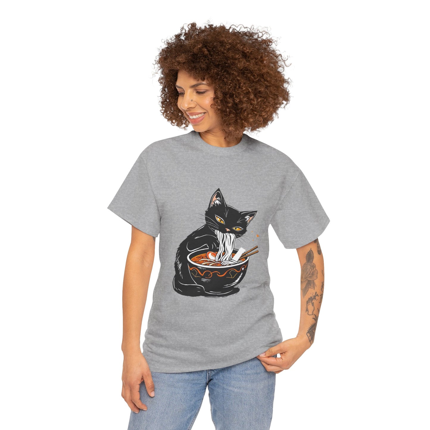 Noodle Cat Shirt, Ramen Cat T-Shirt, Foodie Lover Shirts, Black Cat Noodle T-Shirts, Retro Cat Tees, Cat Lover Sweatshirts, Black Cat Tee