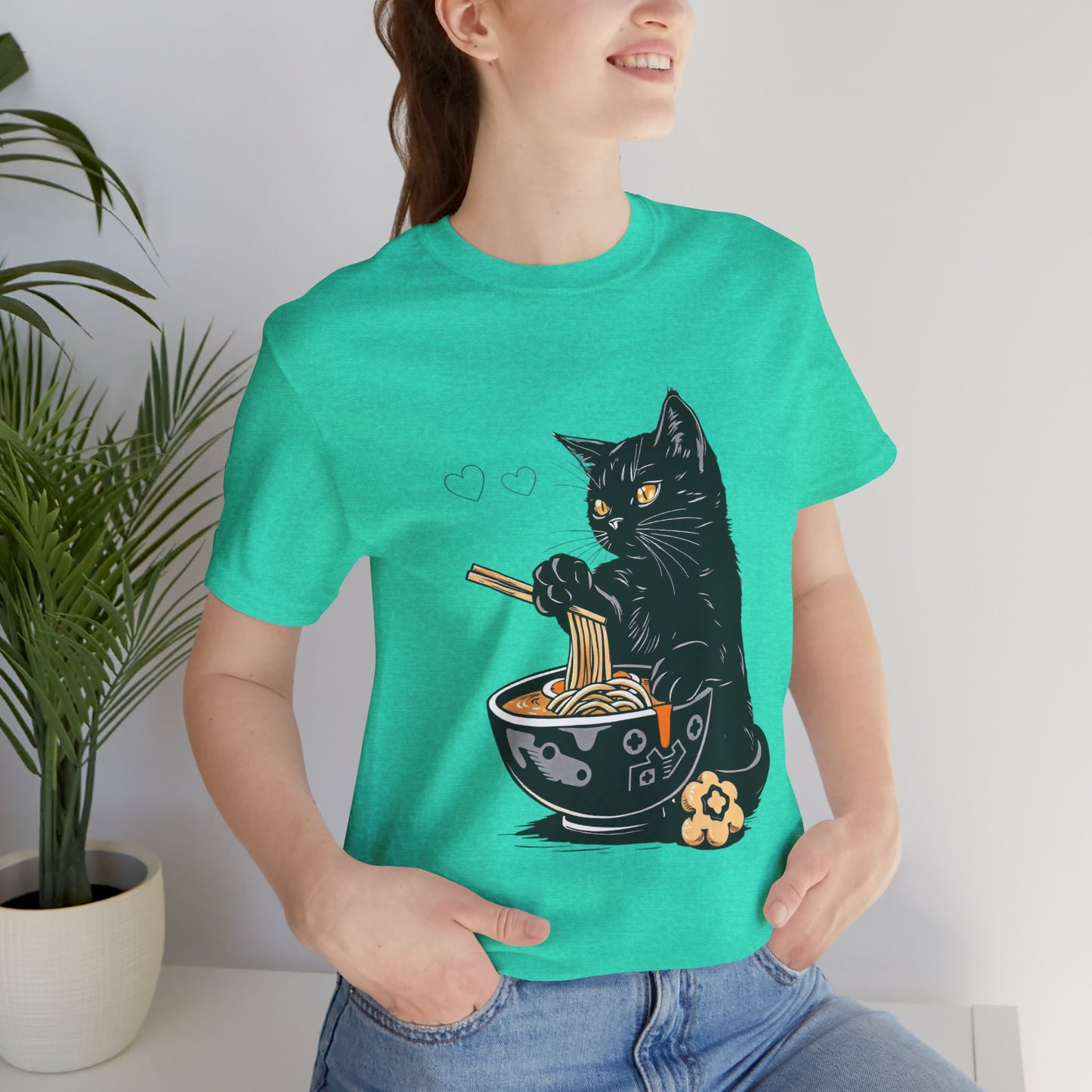 Noodle Cat Shirt, Ramen Cat T-Shirt, Foodie Lover Shirts, Black Cat Noodle T-Shirts, Retro Cat Tees, Cat Lover Sweatshirts, Black Cat Tee