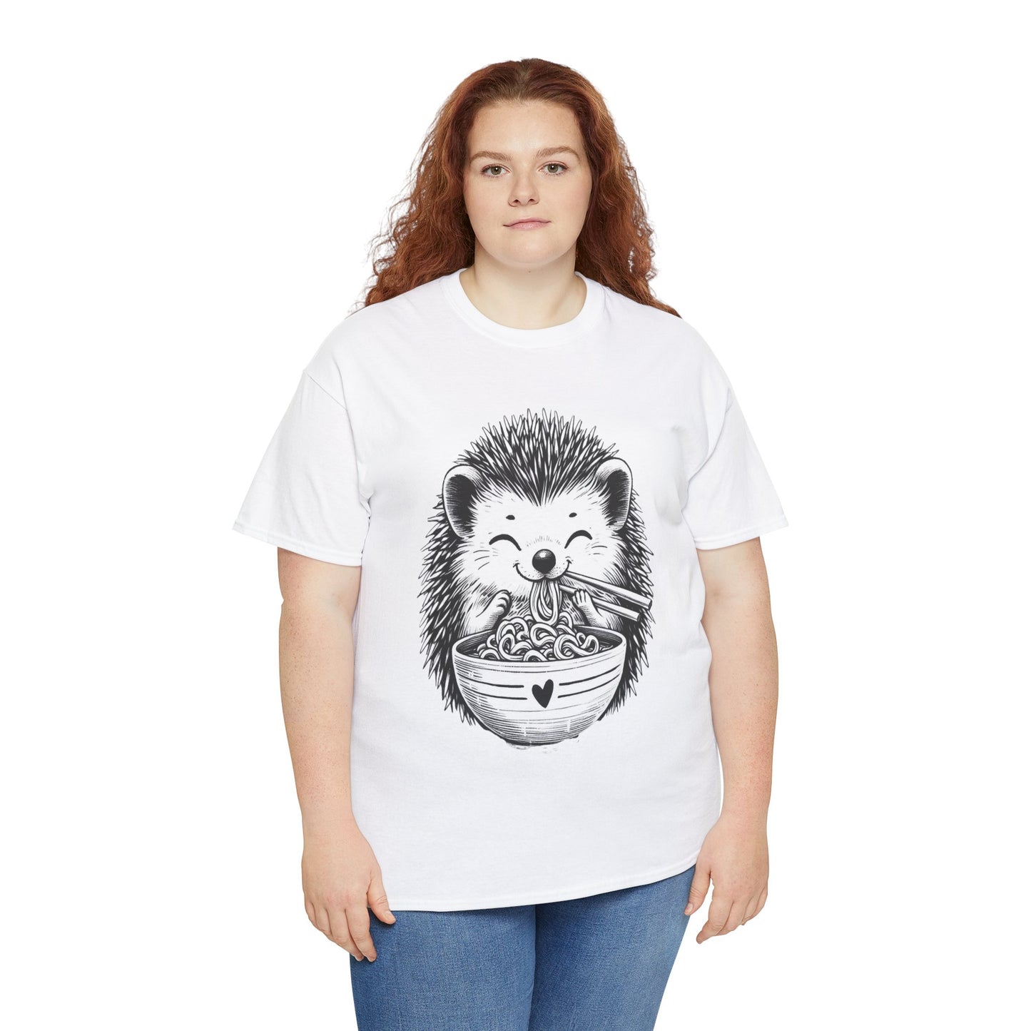 Noodle Hedgehog Shirt, Ramen HedgehogT-Shirt, Foodie Lover Shirts, Black Hedgehog Noodle T-Shirts, Retro HedgehogTees, Hedgehog Lover Sweatshirts, Black Hedgehog Tee Cute Hedgehog Noodle Unisex Heavy Cotton Tee - Perfect for Animal Lovers