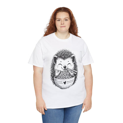 Noodle Hedgehog Shirt, Ramen HedgehogT-Shirt, Foodie Lover Shirts, Black Hedgehog Noodle T-Shirts, Retro HedgehogTees, Hedgehog Lover Sweatshirts, Black Hedgehog Tee Cute Hedgehog Noodle Unisex Heavy Cotton Tee - Perfect for Animal Lovers