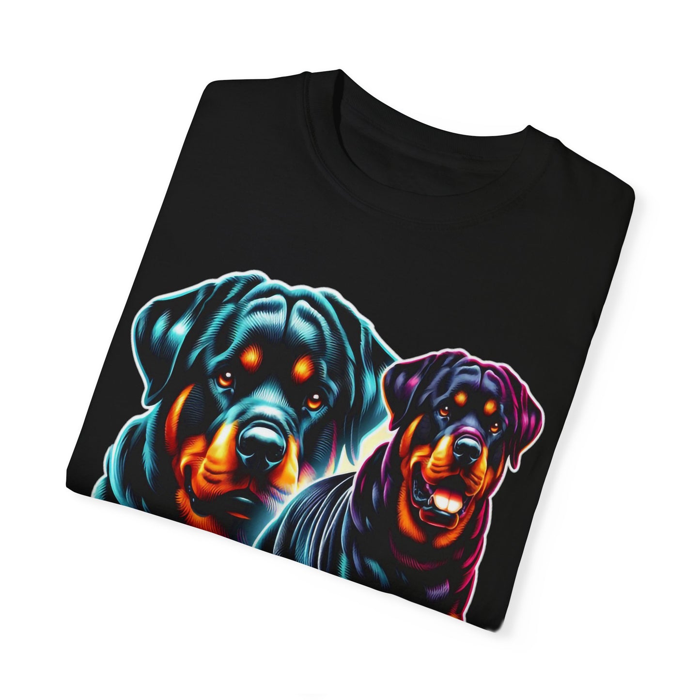Vibrant Rottweiler Duo Unisex T-Shirt . Rottweiler Lover 3D T-Shirt – Mother’s Day Gift | All Over Print, Best Price