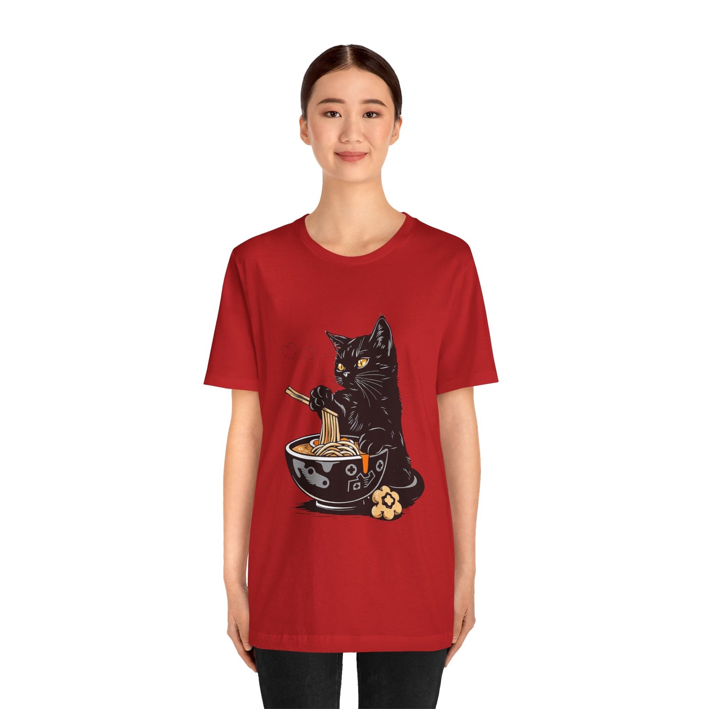 Noodle Cat Shirt, Ramen Cat T-Shirt, Foodie Lover Shirts, Black Cat Noodle T-Shirts, Retro Cat Tees, Cat Lover Sweatshirts, Black Cat Tee