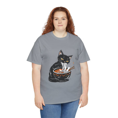 Noodle Cat Shirt, Ramen Cat T-Shirt, Foodie Lover Shirts, Black Cat Noodle T-Shirts, Retro Cat Tees, Cat Lover Sweatshirts, Black Cat Tee