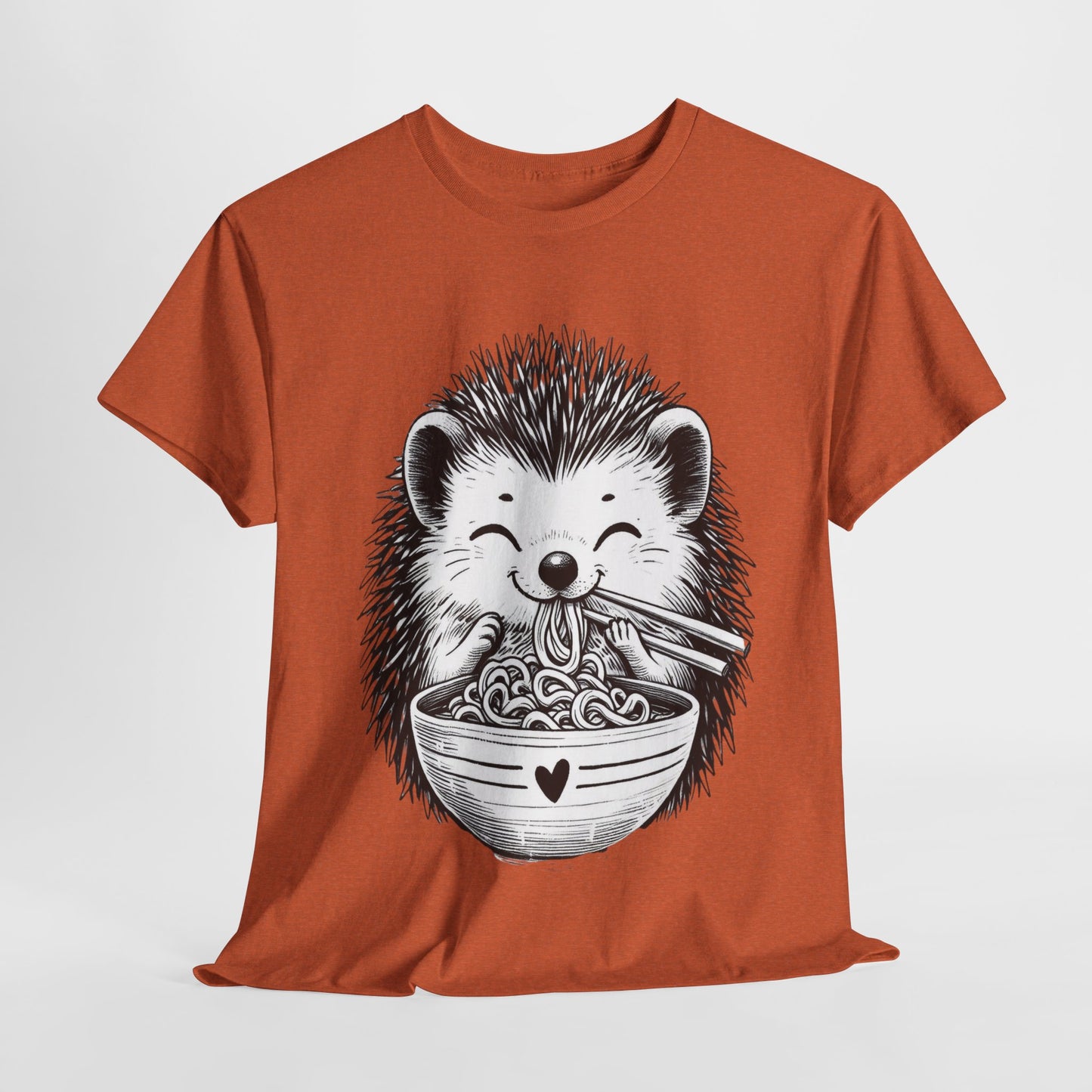 Noodle Hedgehog Shirt, Ramen HedgehogT-Shirt, Foodie Lover Shirts, Black Hedgehog Noodle T-Shirts, Retro HedgehogTees, Hedgehog Lover Sweatshirts, Black Hedgehog Tee Cute Hedgehog Noodle Unisex Heavy Cotton Tee - Perfect for Animal Lovers