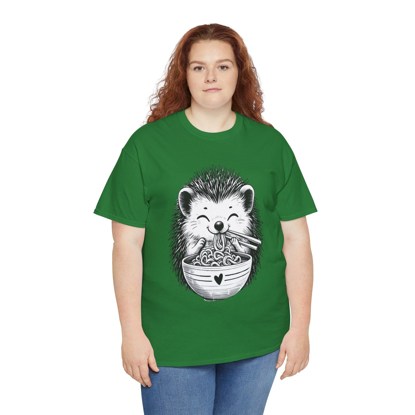 Noodle Hedgehog Shirt, Ramen HedgehogT-Shirt, Foodie Lover Shirts, Black Hedgehog Noodle T-Shirts, Retro HedgehogTees, Hedgehog Lover Sweatshirts, Black Hedgehog Tee Cute Hedgehog Noodle Unisex Heavy Cotton Tee - Perfect for Animal Lovers