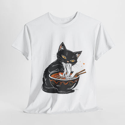 Noodle Cat Shirt, Ramen Cat T-Shirt, Foodie Lover Shirts, Black Cat Noodle T-Shirts, Retro Cat Tees, Cat Lover Sweatshirts, Black Cat Tee