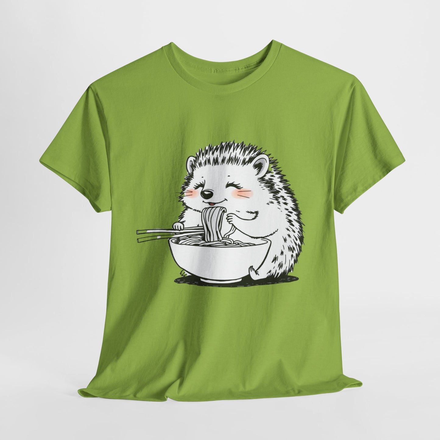Noodle Hedgehog Shirt, Ramen HedgehogT-Shirt, Foodie Lover Shirts, Black Hedgehog Noodle T-Shirts, Retro HedgehogTees, Hedgehog Lover Sweatshirts, Black Hedgehog Tee Cute Hedgehog Eating Noodles Unisex Heavy Cotton Tee