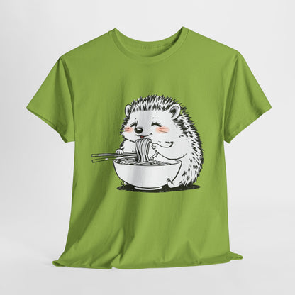 Noodle Hedgehog Shirt, Ramen HedgehogT-Shirt, Foodie Lover Shirts, Black Hedgehog Noodle T-Shirts, Retro HedgehogTees, Hedgehog Lover Sweatshirts, Black Hedgehog Tee Cute Hedgehog Eating Noodles Unisex Heavy Cotton Tee
