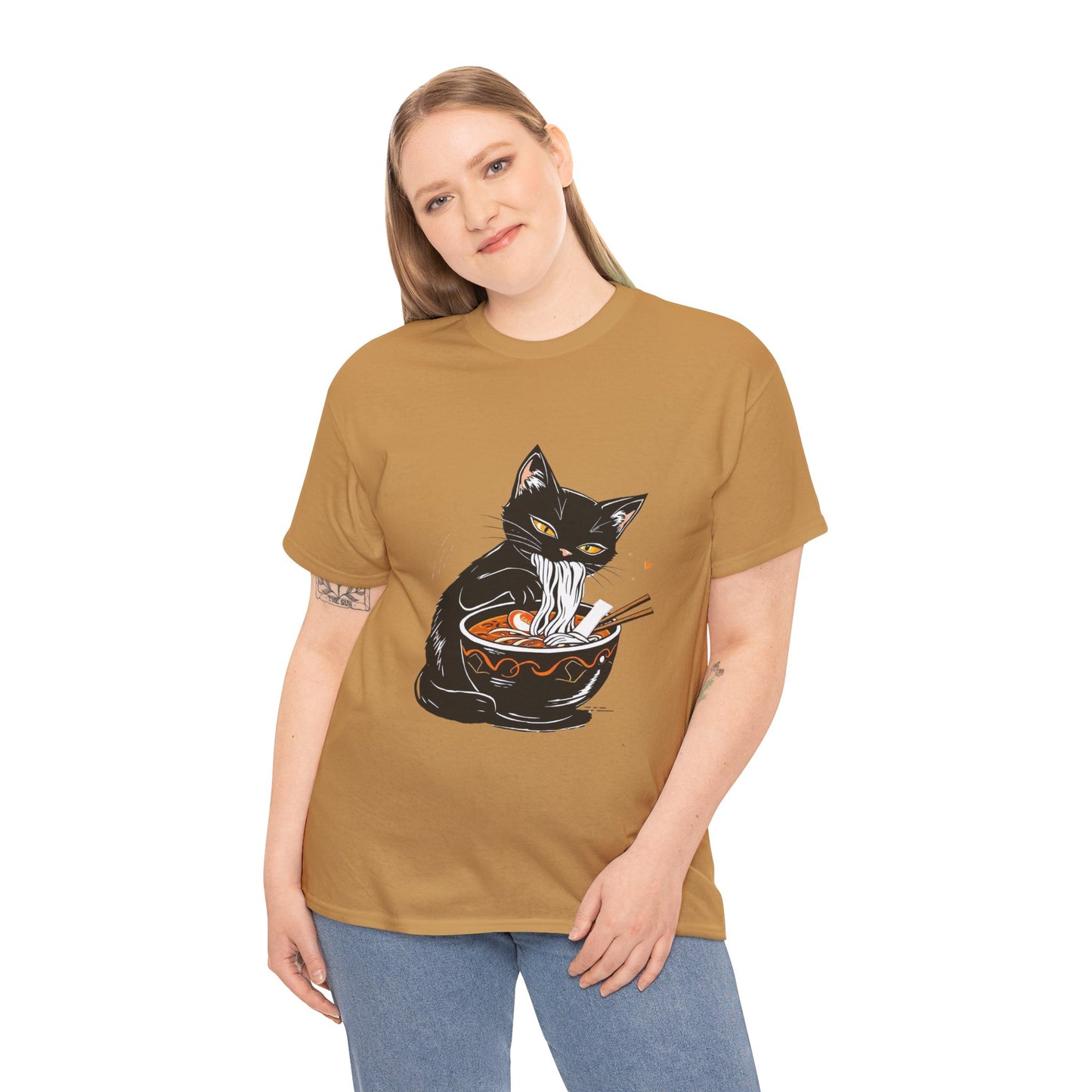 Noodle Cat Shirt, Ramen Cat T-Shirt, Foodie Lover Shirts, Black Cat Noodle T-Shirts, Retro Cat Tees, Cat Lover Sweatshirts, Black Cat Tee