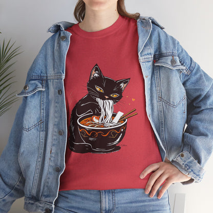 Noodle Cat Shirt, Ramen Cat T-Shirt, Foodie Lover Shirts, Black Cat Noodle T-Shirts, Retro Cat Tees, Cat Lover Sweatshirts, Black Cat Tee