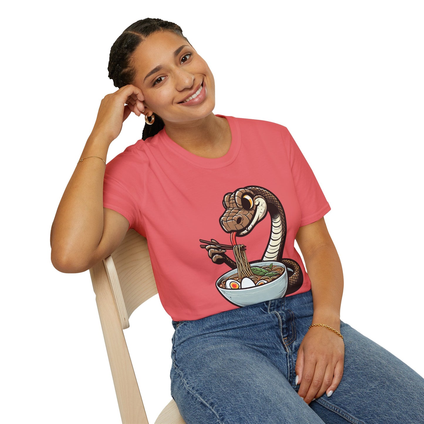 Funny Japanese Anime Snake Eats Ramen King Python T-Shirt