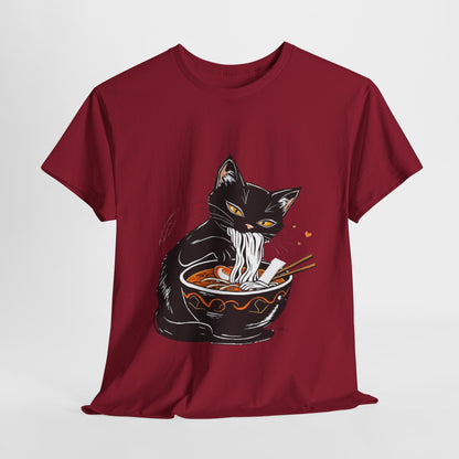 Noodle Cat Shirt, Ramen Cat T-Shirt, Foodie Lover Shirts, Black Cat Noodle T-Shirts, Retro Cat Tees, Cat Lover Sweatshirts, Black Cat Tee
