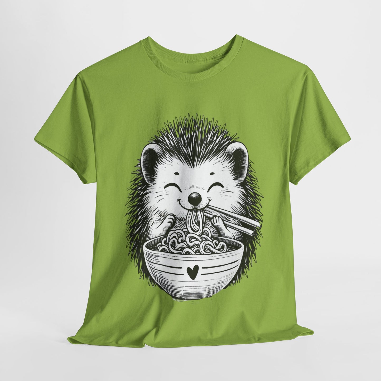 Noodle Hedgehog Shirt, Ramen HedgehogT-Shirt, Foodie Lover Shirts, Black Hedgehog Noodle T-Shirts, Retro HedgehogTees, Hedgehog Lover Sweatshirts, Black Hedgehog Tee Cute Hedgehog Noodle Unisex Heavy Cotton Tee - Perfect for Animal Lovers