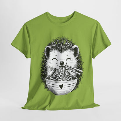 Noodle Hedgehog Shirt, Ramen HedgehogT-Shirt, Foodie Lover Shirts, Black Hedgehog Noodle T-Shirts, Retro HedgehogTees, Hedgehog Lover Sweatshirts, Black Hedgehog Tee Cute Hedgehog Noodle Unisex Heavy Cotton Tee - Perfect for Animal Lovers