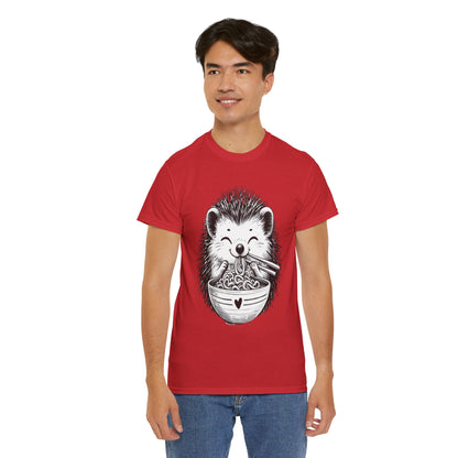 Noodle Hedgehog Shirt, Ramen HedgehogT-Shirt, Foodie Lover Shirts, Black Hedgehog Noodle T-Shirts, Retro HedgehogTees, Hedgehog Lover Sweatshirts, Black Hedgehog Tee Cute Hedgehog Noodle Unisex Heavy Cotton Tee - Perfect for Animal Lovers