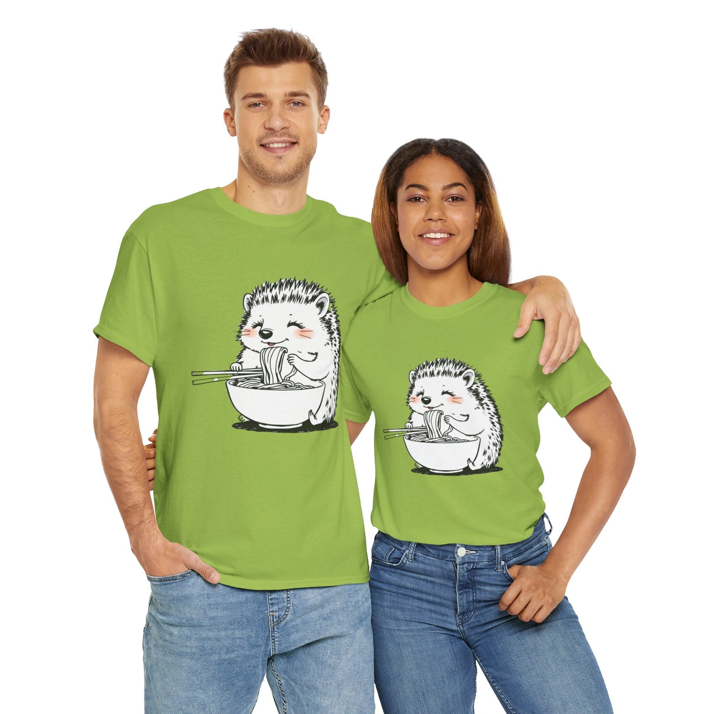 Noodle Hedgehog Shirt, Ramen HedgehogT-Shirt, Foodie Lover Shirts, Black Hedgehog Noodle T-Shirts, Retro HedgehogTees, Hedgehog Lover Sweatshirts, Black Hedgehog Tee Cute Hedgehog Eating Noodles Unisex Heavy Cotton Tee