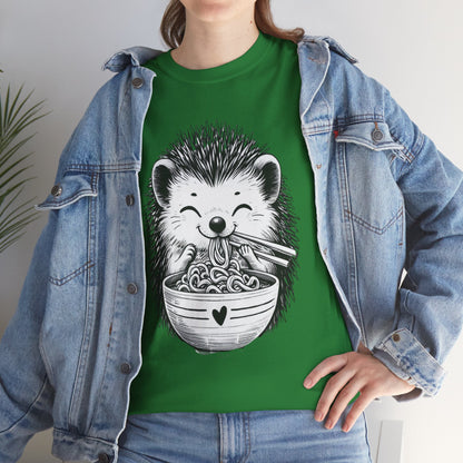 Noodle Hedgehog Shirt, Ramen HedgehogT-Shirt, Foodie Lover Shirts, Black Hedgehog Noodle T-Shirts, Retro HedgehogTees, Hedgehog Lover Sweatshirts, Black Hedgehog Tee Cute Hedgehog Noodle Unisex Heavy Cotton Tee - Perfect for Animal Lovers