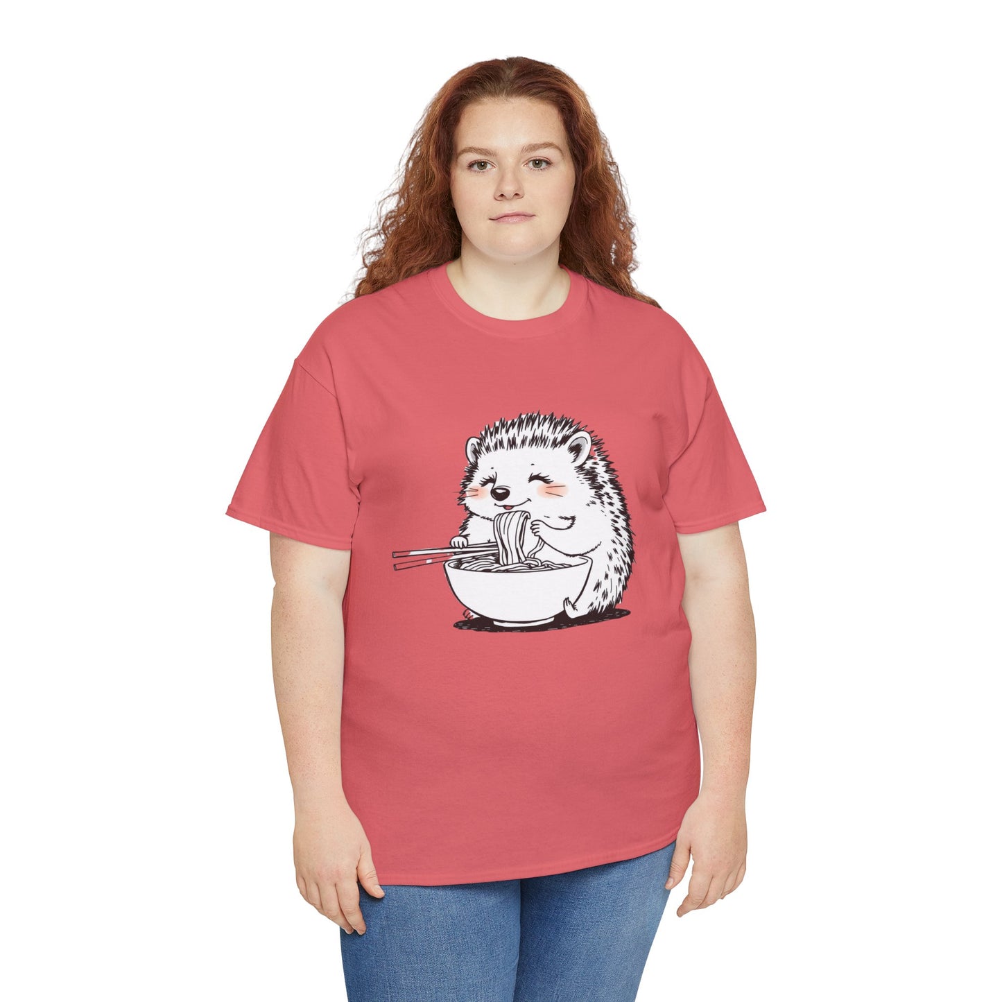 Noodle Hedgehog Shirt, Ramen HedgehogT-Shirt, Foodie Lover Shirts, Black Hedgehog Noodle T-Shirts, Retro HedgehogTees, Hedgehog Lover Sweatshirts, Black Hedgehog Tee Cute Hedgehog Eating Noodles Unisex Heavy Cotton Tee