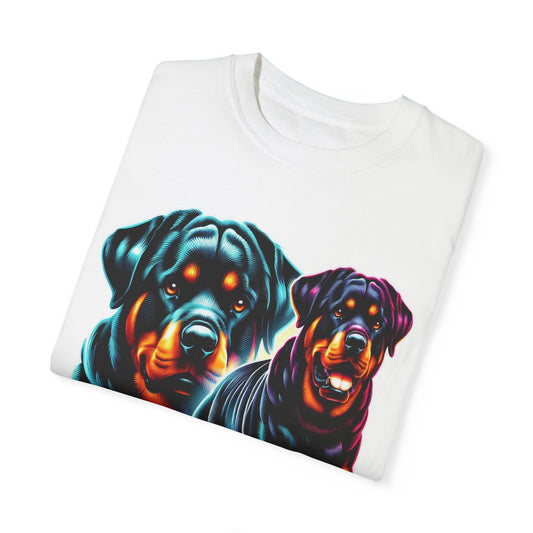 Vibrant Rottweiler Duo Unisex T-Shirt . Rottweiler Lover 3D T-Shirt – Mother’s Day Gift | All Over Print, Best Price