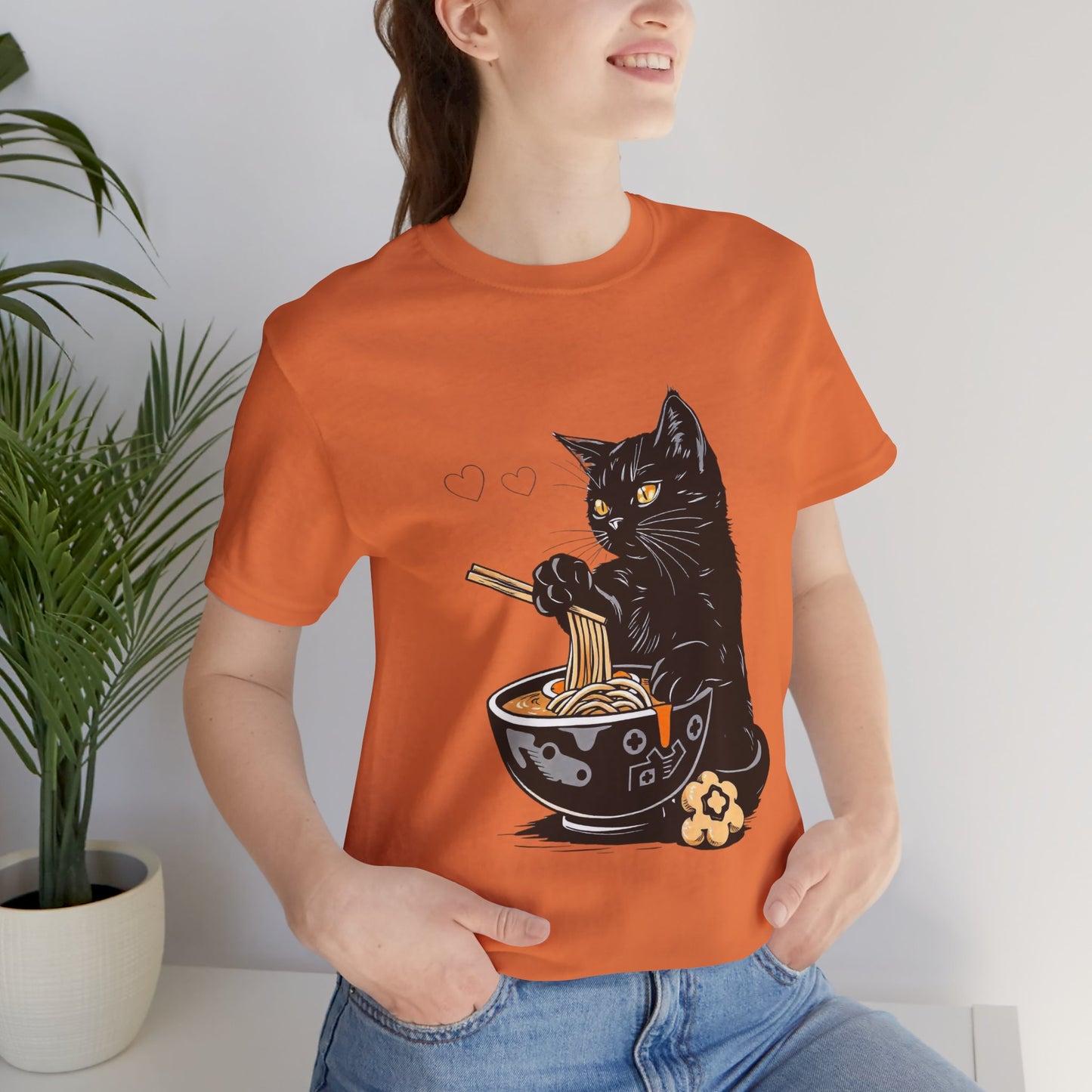 Noodle Cat Shirt, Ramen Cat T-Shirt, Foodie Lover Shirts, Black Cat Noodle T-Shirts, Retro Cat Tees, Cat Lover Sweatshirts, Black Cat Tee