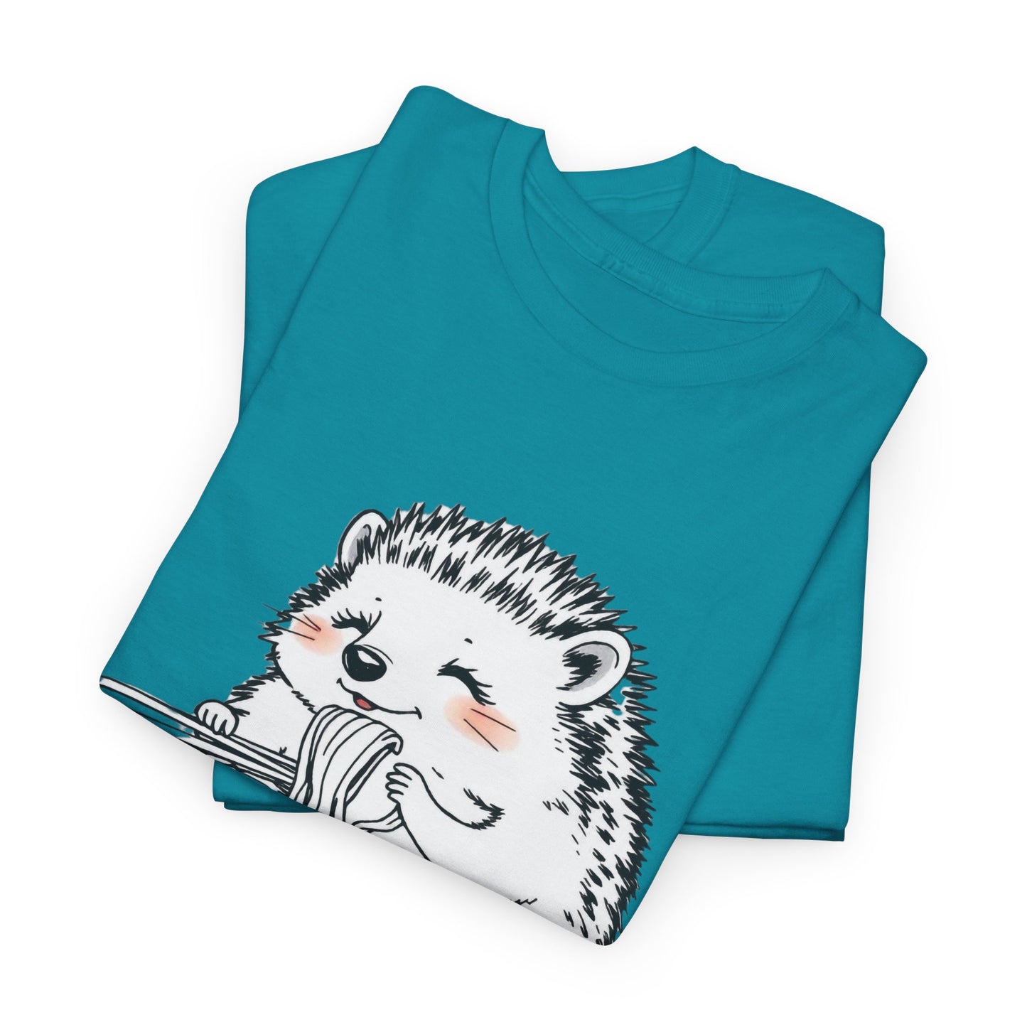 Noodle Hedgehog Shirt, Ramen HedgehogT-Shirt, Foodie Lover Shirts, Black Hedgehog Noodle T-Shirts, Retro HedgehogTees, Hedgehog Lover Sweatshirts, Black Hedgehog Tee Cute Hedgehog Eating Noodles Unisex Heavy Cotton Tee