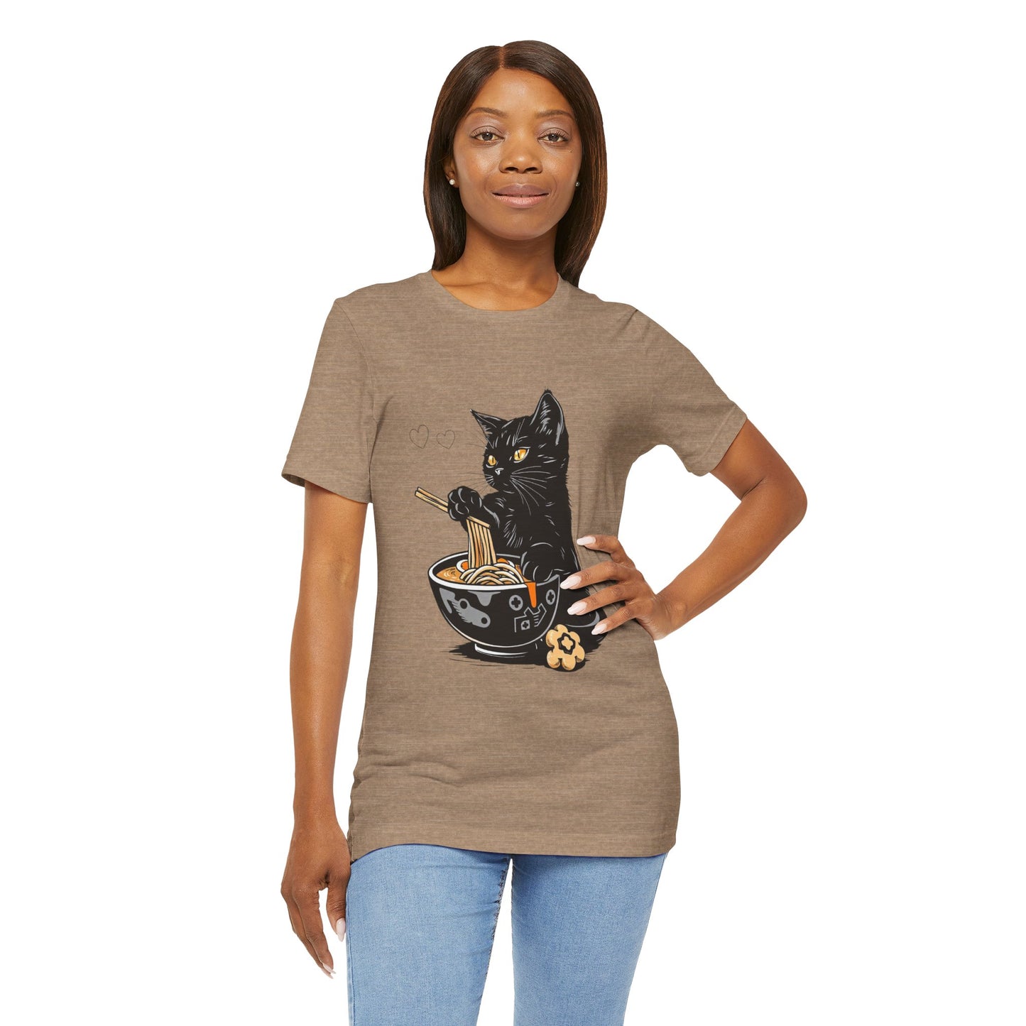 Noodle Cat Shirt, Ramen Cat T-Shirt, Foodie Lover Shirts, Black Cat Noodle T-Shirts, Retro Cat Tees, Cat Lover Sweatshirts, Black Cat Tee
