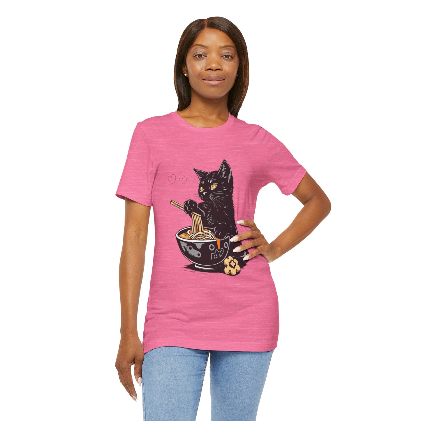 Noodle Cat Shirt, Ramen Cat T-Shirt, Foodie Lover Shirts, Black Cat Noodle T-Shirts, Retro Cat Tees, Cat Lover Sweatshirts, Black Cat Tee