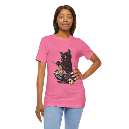 Noodle Cat Shirt, Ramen Cat T-Shirt, Foodie Lover Shirts, Black Cat Noodle T-Shirts, Retro Cat Tees, Cat Lover Sweatshirts, Black Cat Tee