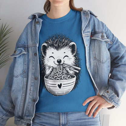 Noodle Hedgehog Shirt, Ramen HedgehogT-Shirt, Foodie Lover Shirts, Black Hedgehog Noodle T-Shirts, Retro HedgehogTees, Hedgehog Lover Sweatshirts, Black Hedgehog Tee Cute Hedgehog Noodle Unisex Heavy Cotton Tee - Perfect for Animal Lovers