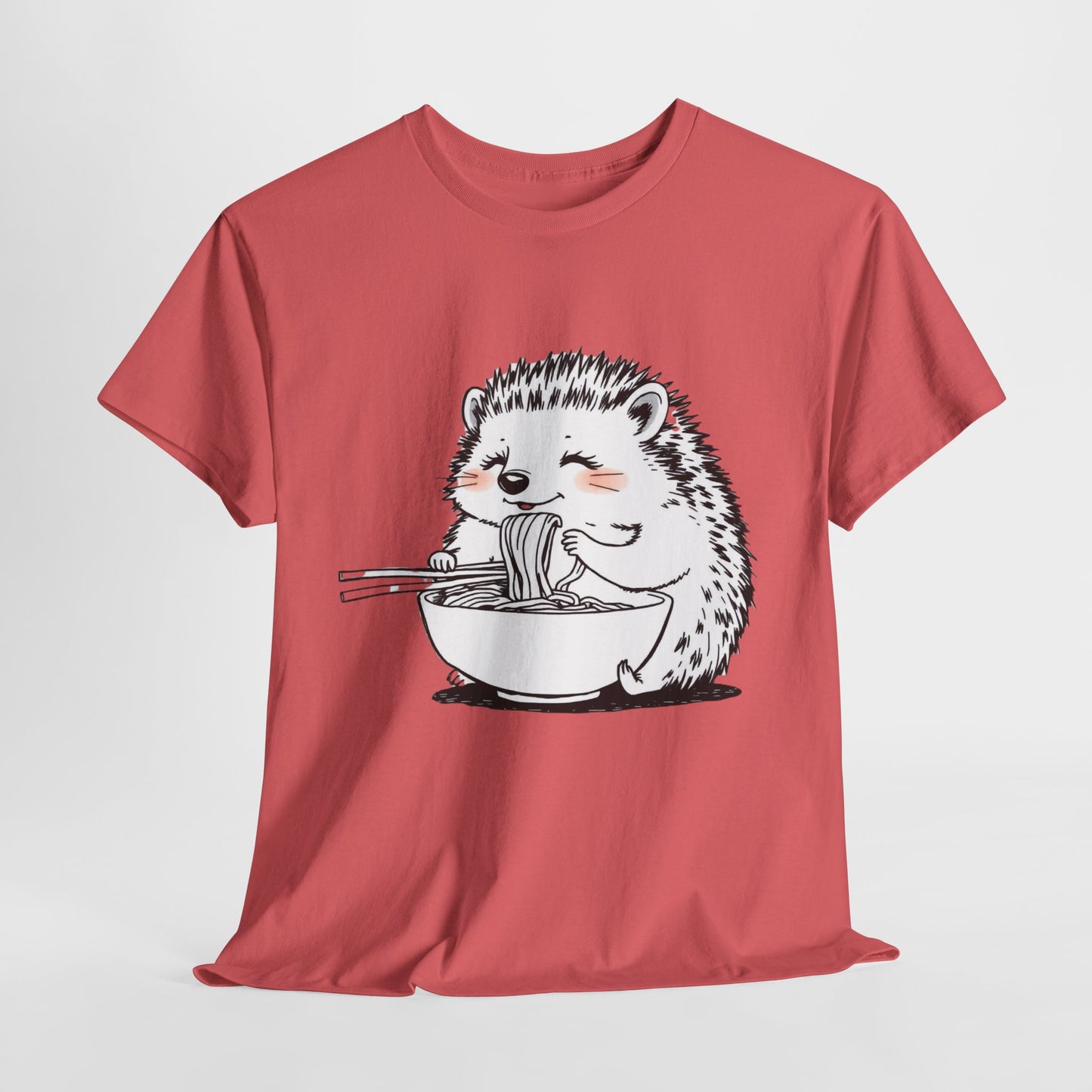 Noodle Hedgehog Shirt, Ramen HedgehogT-Shirt, Foodie Lover Shirts, Black Hedgehog Noodle T-Shirts, Retro HedgehogTees, Hedgehog Lover Sweatshirts, Black Hedgehog Tee Cute Hedgehog Eating Noodles Unisex Heavy Cotton Tee